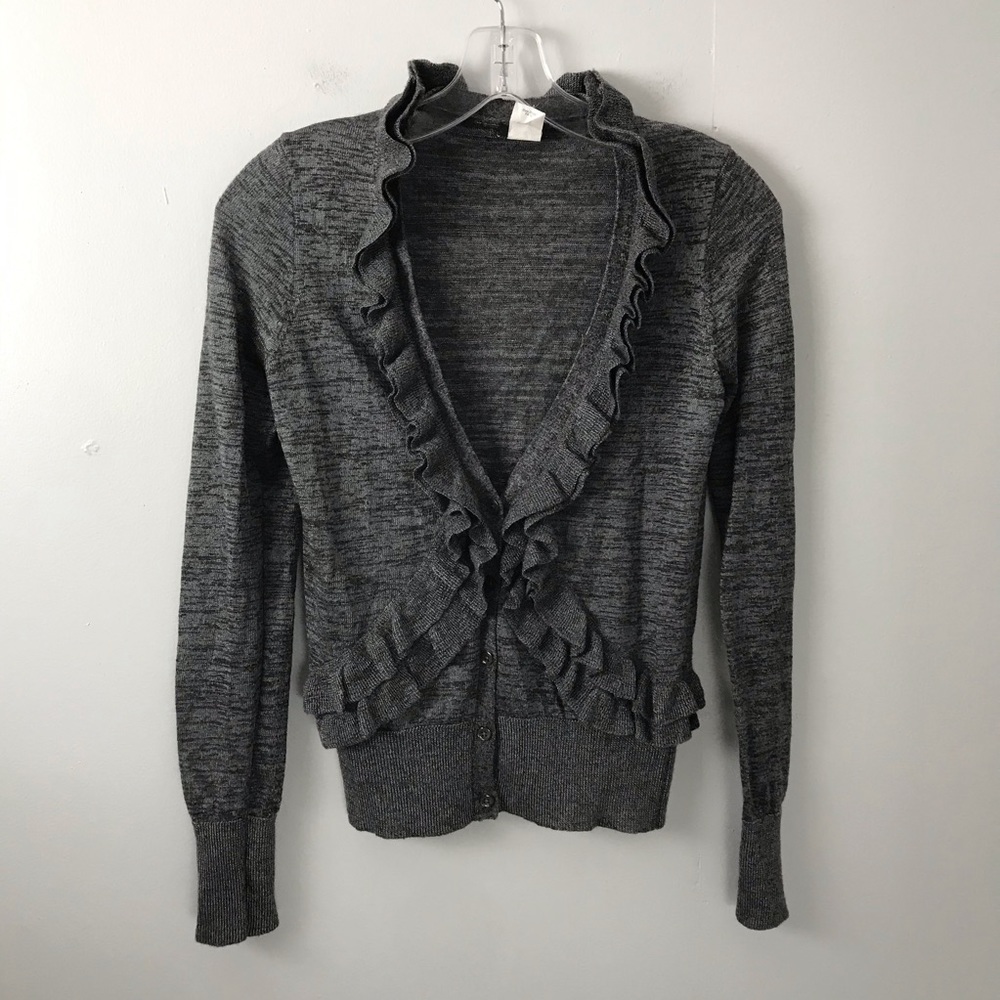 J. Crew Wool Alpaca Blend Ruffle Cardigan